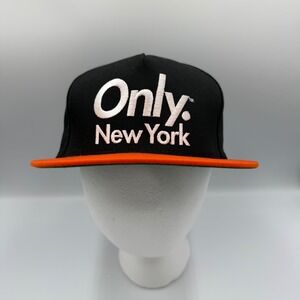 Only NY Snapback‎ Hat Black Orange Flat Brim Made in USA Streetwear Cap